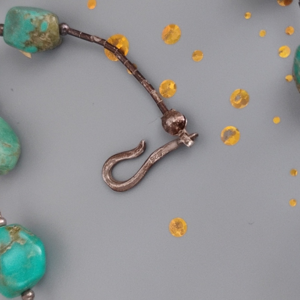 Native American sterling silver turquoise necklace - Picture 7 of 13